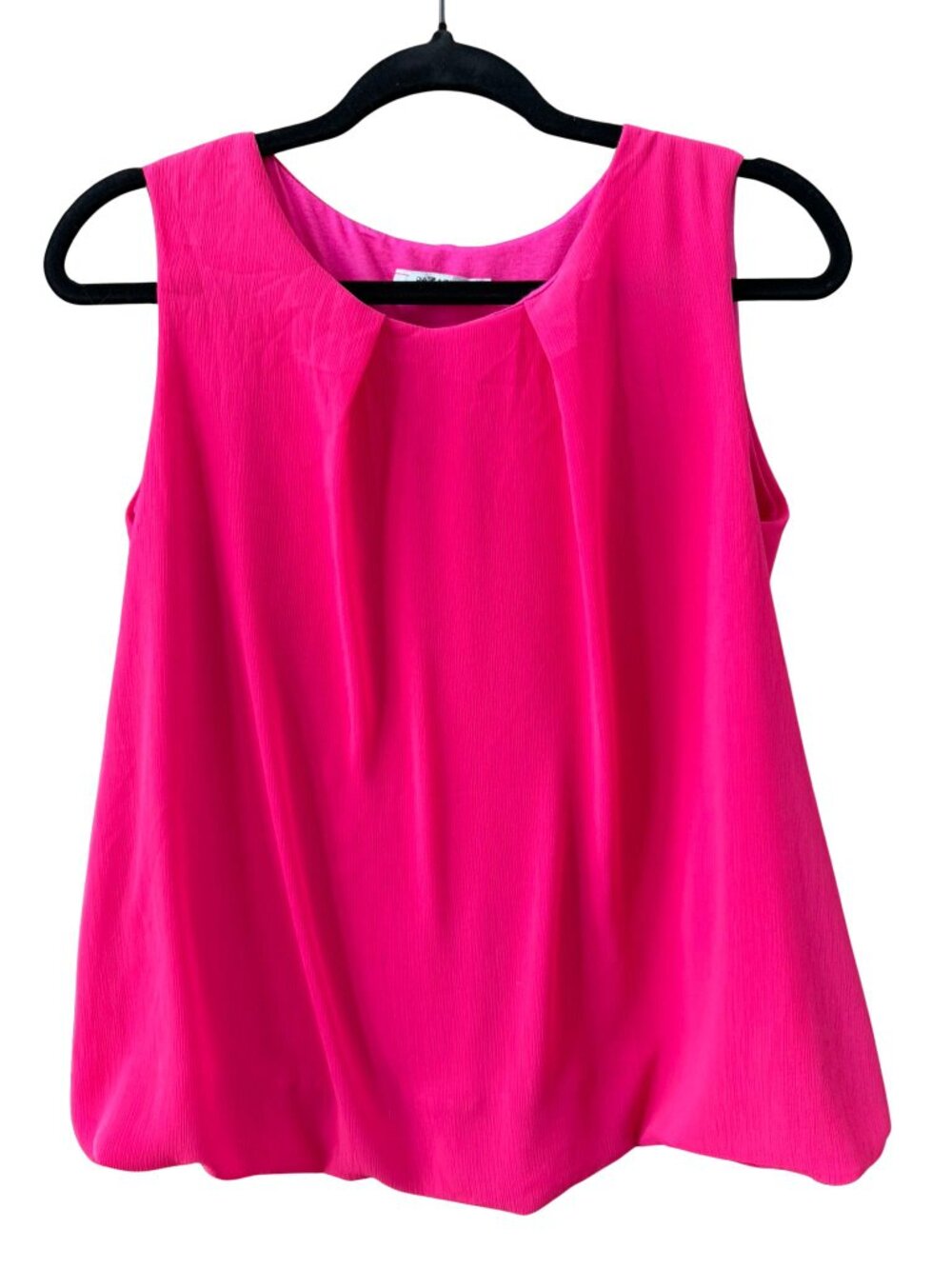 Made in Italy Hot Pink Bubble Hem Sleeveless Blouse Top Boutique Chic S